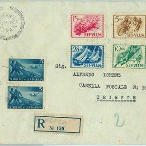 68812 - TRIESTE B - Storia Postale -  BUSTA RACCOMANDATA 1951