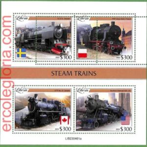B1627 - LIBERIA -  ERROR MISPERF Stamp Sheet - 2023 - Steam Trains,  Transport