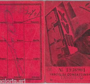 60997 - vintage document  TESSERA D'EPOCA - FASC. di COMBATTIMENTO  TARANTO 1939