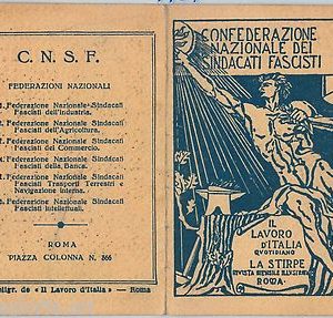 61005 - vintage document  TESSERA D'EPOCA - SINDACATI   F.  LAVORATORI  1927