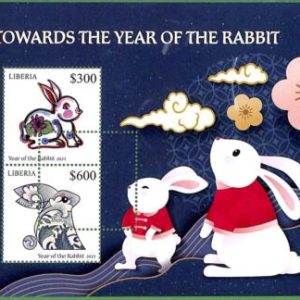 B1642 - LIBERIA - ERROR MISPERF Stamp Sheet - 2023 - Chinese New Year Rabbit