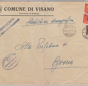 ITALIA REPUBBLICA Busta con rarissima tariffa: MANOSCRITTI + LETTERA tra SINDACI