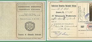 61015 -  TESSERA D'EPOCA - FEDERAZIONE  GINNASTICA Italiana 1927
