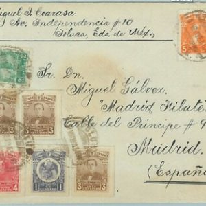68771 - MEXICO  - Postal History -  5 Colour franking on COVER  to SPAIN - 1916