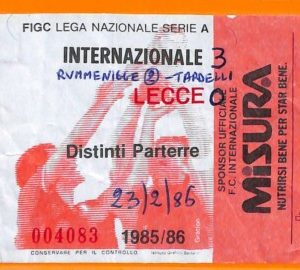 C1976- Vecchio BIGLIETTO PARTITA CALCIO - 1985-86 INTER VS LECCE