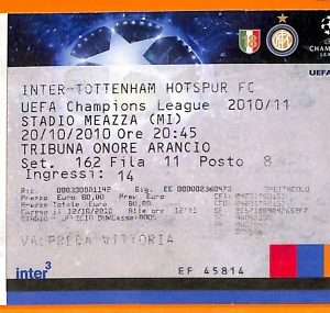 C2377- Vecchio BIGLIETTO PARTITA CALCIO- 2010-2011 INTER VS TOTTENHAM HOTSPUR