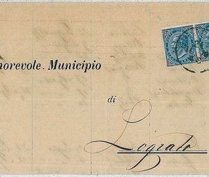 ITALIA REGNO:  Sassone T27 coppia su LETTERA da BRESCIA 24.11.1879