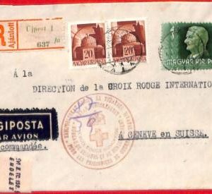 aa1910 - HUNGARY - Postal History - REGISTERED COVER to RED CROSS 1943