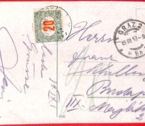 aa1914 - AUSTRIA - Postal History - POSTCARD to HUNGARY taxed on arrival 1918