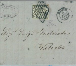 82397 - ANTICHI STATI: Pontificio - STORIA POSTALE  - Sass 3   su  BUSTA 1864
