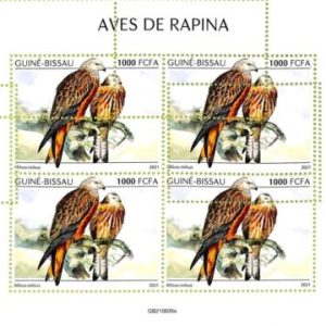A7601 - GUINE BISSAU - ERROR MISPERF Stamp Sheet - 2021 - Animals, Birds of Prey