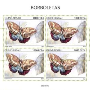 A7602 - GUINE BISSAU - ERROR MISPERF Stamp Sheet - 2021 -  Insects  Butterflies