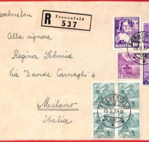 aa1884 - SWITZERLAND - Postal History -  REGISTERED COVER to  ITALY 1937