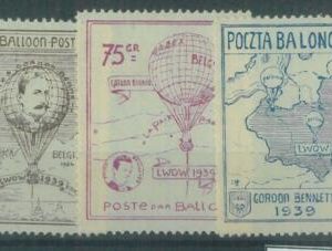 88255 - POLAND - STAMPS : set of 3 Poster stamps for BALLOON MAIL  1939
