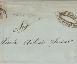 74074 - LOMBARDO VENETO - STORIA POSTALE: Sass 26 su BUSTA da DESENZANO  7 Punti