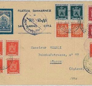 36440  SAN MARINO - STORIA POSTALE: BUSTA per la SVIZZERA - censura !! 1945