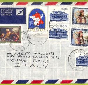 39994 - SOUTH AFRICA  - Postal History -  AIRMAIL COVER to ITALY  - 1988