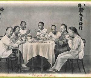 af4122  - CHINA - Vintage POSTCARD - Shanghai  - Chinese Dinner - 1903
