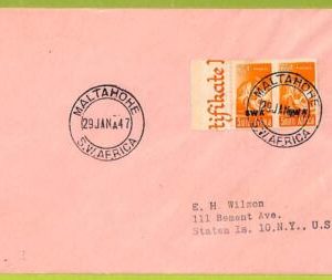40019 - SWA - Postal History -  COVER from MALTAHOHE  to USA - 1947