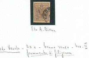 74317 - ANTICHI STATI:  Lombardo Veneto  - Sass 8 frammento FILIGRANA - A DIENA