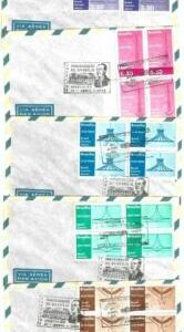 69190 - BRAZIL - POSTAL HISTORY - RHM C449 + A93/96 block of 4 on FDC COVER 1960