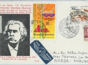 81765 - BRAZIL - POSTAL HISTORY -  COVER to NORWAY  1970 -  Music CARNIVAL