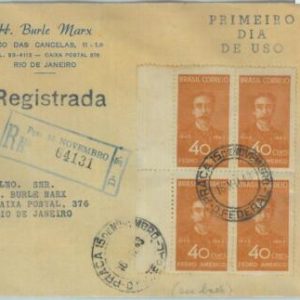 85978  - BRAZIL - POSTAL HISTORY -  REGISTERED FDC COVER 1943 Pedro Américo ART