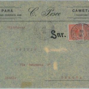 85988  - BRAZIL - POSTAL HISTORY -  COVER to ITALY  1918