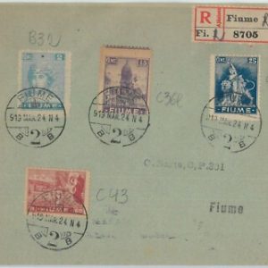 74098 -  ITALIA: FIUME - STORIA POSTALE :    BUSTA RACCOMANDATA  1924