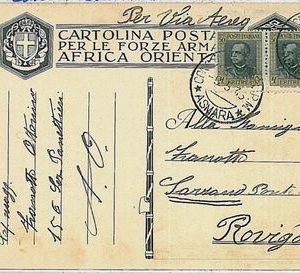 36480  colonie   - Storia Postale: ERITREA  Cartolina militare Italiana 1936