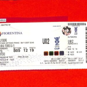 C0919 - Vecchio BIGLIETTO PARTITA CALCIO - 2007 FIORENTINA VS ELFSBORG