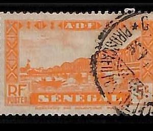 ZA0064b1 - SENEGAL -  STAMPS -  Yvert  # 117 USED with ITALIAN Paquebot postmark