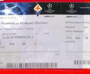 C0929 -Vecchio BIGLIETTO PARTITA CALCIO - 2010 FIORENTINA VS BAYERN MUNCHEN