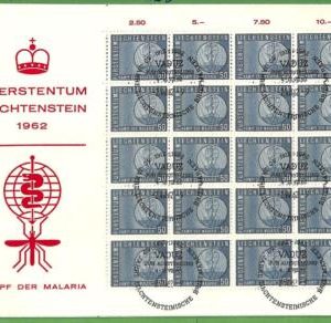 ZA1520 - LIECHTENSTEIN - Postal History - Souvenir Sheet on FDC COVER  - MALARIA