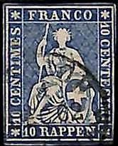 94992gA -   SWITZERLAND - STAMP -  Zumstein # 23 Cd -  Very Fine  USED
