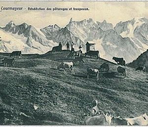 CARTOLINA d'Epoca AOSTA provincia - Courmayeur 1917 : BENEDIZIONE PASTORAGGIO !