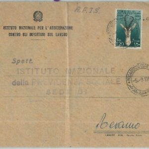74103 - ITALIA COLONIE: SOMALIA - Sass  POSTA AERA 30  isolato su BUSTA 1956