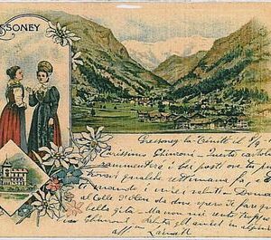 31889  CARTOLINA d'Epoca AOSTA provincia - Gressoney: GRUSS AUS 1902