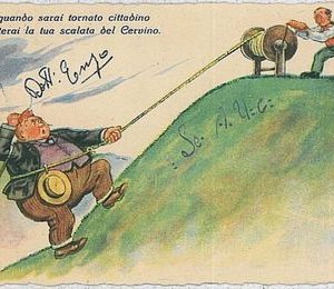 31814  CARTOLINA d'Epoca AOSTA provincia - Cervino : CARTOLINA UMORISTICA 1949
