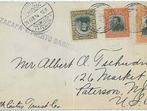 27394 - EL SALVADOR - POSTAL HISTORY - COVER to USA 1914  VIA ZACAPA Y P BARRIOS