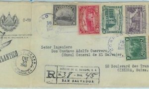 84272 - EL SALVADOR - Postal History - TRANSATLANTIC Airmail to SWITZERLAND 1946
