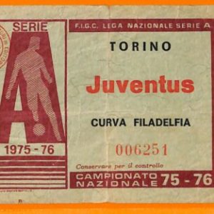 C1884- Vecchio BIGLIETTO PARTITA CALCIO- 1975-1976 TORINO VS JUVETUS