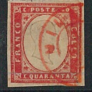 60729 - ANTICHI STATI: Sardegna - Sassone 16Da con annullo MILANO ROSSO 7 punti