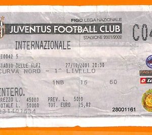 C2042- Vecchio BIGLIETTO PARTITA CALCIO- 2001 JUVENTUS VS INTER