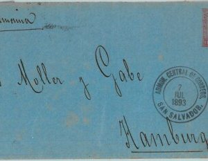 BK0342 - EL SALVADOR - POSTAL HISTORY -  STATIONERY COVER to GERMANY 1893