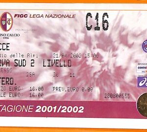 C2055- Vecchio BIGLIETTO PARTITA CALCIO- 2001-2002 TORINO VS LECCE