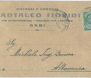 34324  CARTOLINA d'Epoca BARI - PUBBLICITARIA: Pantaleo Fiorini METALI e CARBONI