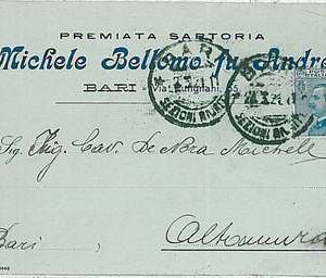 34323   CARTOLINA d'Epoca BARI  - PUBBLICITARIA: Michele Bellono SARTORIA 1921