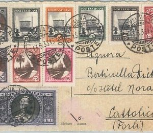 71909 - VATICANO - STORIA POSTALE:  GIARDINI e MEDAGLIONI su CARTOLINA   1933
