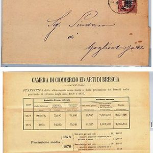 ITALIA REGNO: storia postale - Sassone 29 su MANIFESTO da BRESCIA 1879 SETA Silk